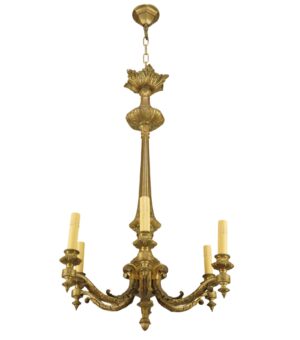 Chandeliers - Antique European French Bronze 6 Arm Chandelier