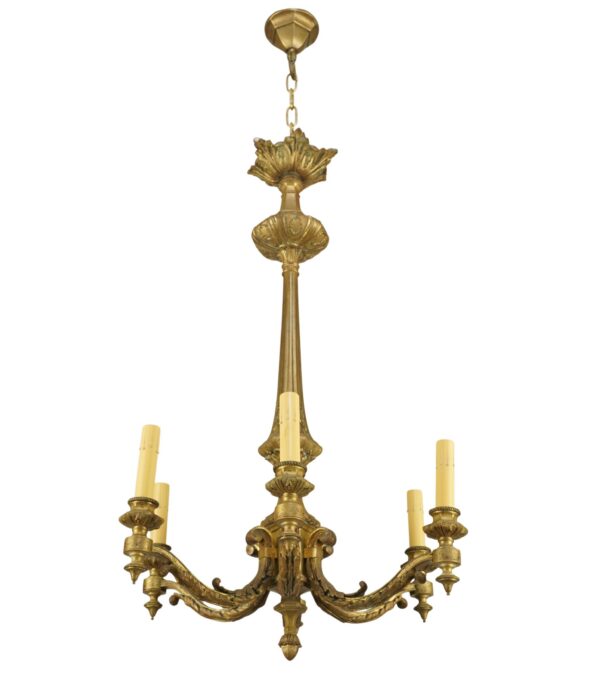 Chandeliers - Antique European French Bronze 6 Arm Chandelier