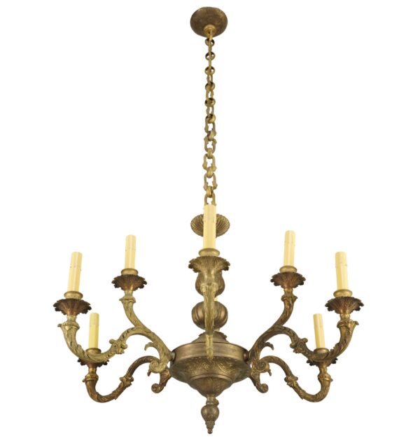 Chandeliers - Antique French Bronze 6 Arm 9 Light Chandelier