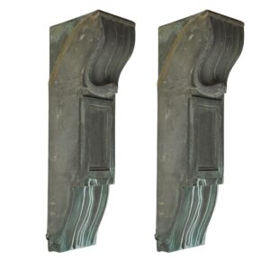 Corbels - Pair of Reclaimed 49 in. Beaux Arts Copper Verdigris Corbels
