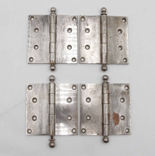 Door Hinges - Set of 4.5 x 4.5 in. Nickel Plated Brass Sargent Butt Door Hinges