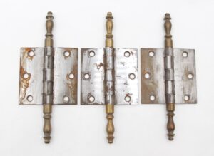 Door Hinges - Set of Vintage 3 x 3 in. Stanley Steel Brass Steeple Door Hinges