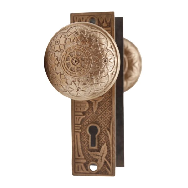 Door Knob Sets - 1870s Vernacular Polished Brass Passage Door Knob Set