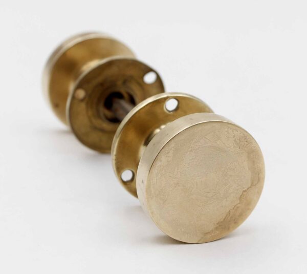 Door Knob Sets - Modern Brushed Brass Round Flat Door Knob Set
