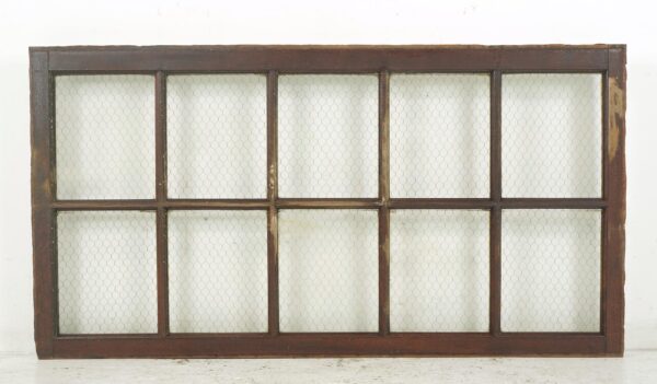Door Transoms - Reclaimed 10 Chicken Wire Glass Pane Wood Transom Window 61 x 32 in.