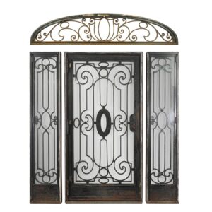 Entry Doors - Early 20th Century Cast Iron Entry Door with Sidelights & Transom