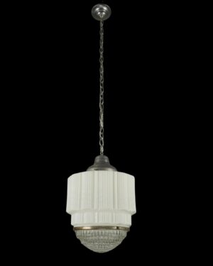 Globes - 1930s Skyscraper Art Deco Milk Glass Pendant Light