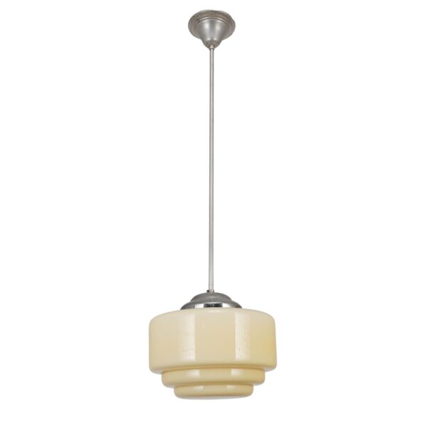 Globes - Vintage Art Deco Cream Glass Aluminum Pole Pendant Light