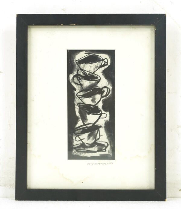 Other Wall Art - Framed Charcoal Coffee Cup Drawing by Michael Babyak