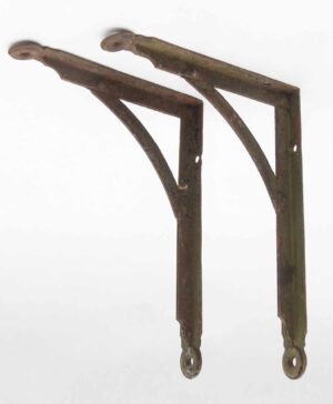 Shelf & Sign Brackets - Pair of Vintage 8 x 6 in. Black Steel Shelf Brackets