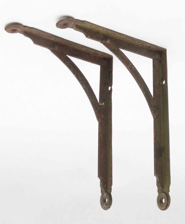 Shelf & Sign Brackets - Pair of Vintage 8 x 6 in. Black Steel Shelf Brackets