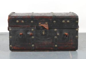 Trunks & Suitcases - Antique Black Leather Luggage Travel Trunk