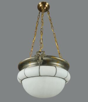 Up Lights - Arts & Crafts Leaded White Glass Dish Pendant Light