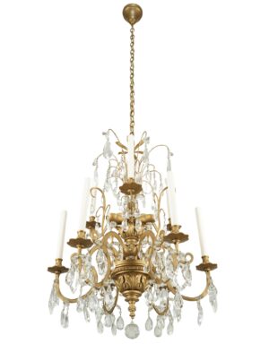 Video of Plaza Hotel French Brass & Crystal Table Lamp Converted Chandelier.