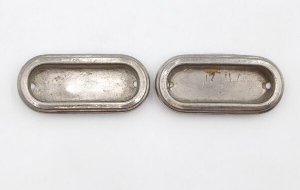 Window Hardware - Pair of Vintage 3.125 in. Nickeled Brass Oblong Window Sash Lifts