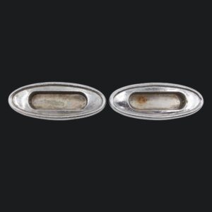 Window Hardware - Pair of Vintage Chrome Plated Brass Oval Window Sash Lifts