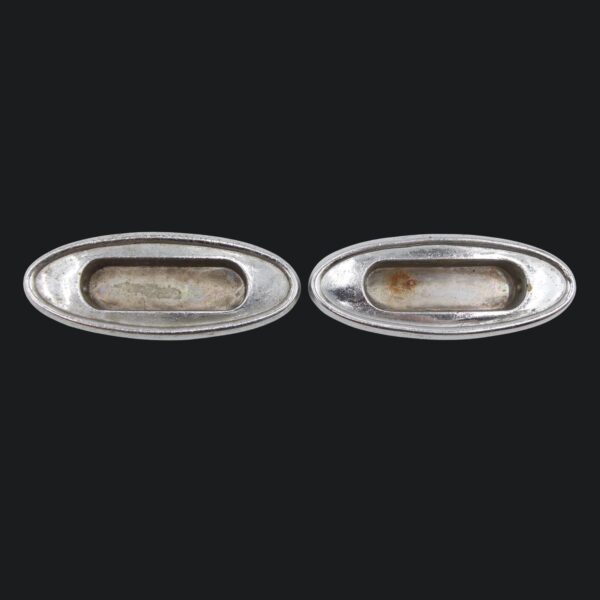 Window Hardware - Pair of Vintage Chrome Plated Brass Oval Window Sash Lifts