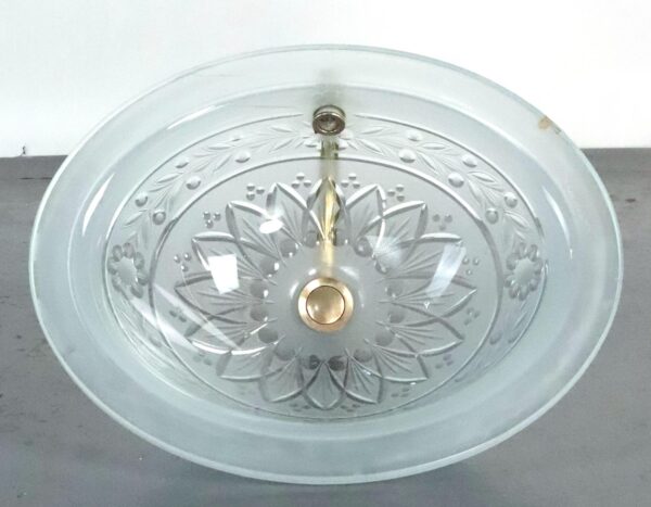 Bathroom - Reclaimed 20.5 in. Oval Cut Glass Drop-In Sink with Brass Drain