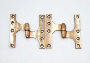 Door Hinges - Pair of Vintage 5 x 5 in. Solid Brass Olive Knuckle Door Hinges
