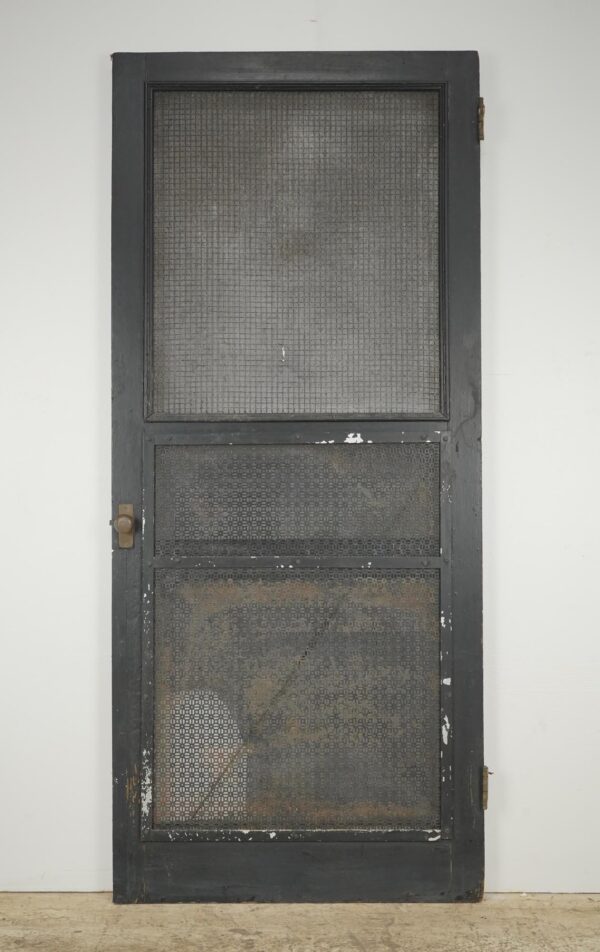 Entry Doors - Reclaimed Black Wooden Entry Screen Door 77.875 x 33.75 in.