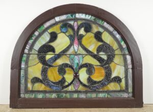 Stained Glass - 1900s Leaded Stained Glass Arched Church Window - R289670