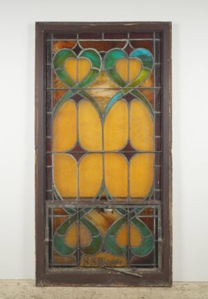 Stained Glass - 1900s Rectangular Leaded Stained Glass Church Window - R289681