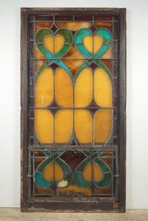 Stained Glass - 1900s Rectangular Leaded Stained Glass Church Window - R289715