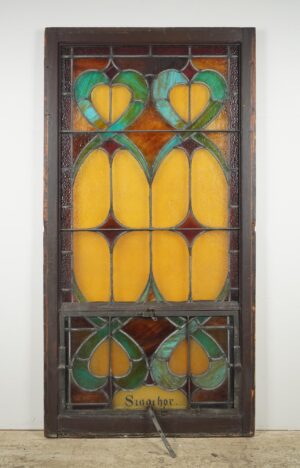 Stained Glass - 1900s Rectangular Leaded Stained Glass Church Window - R289716