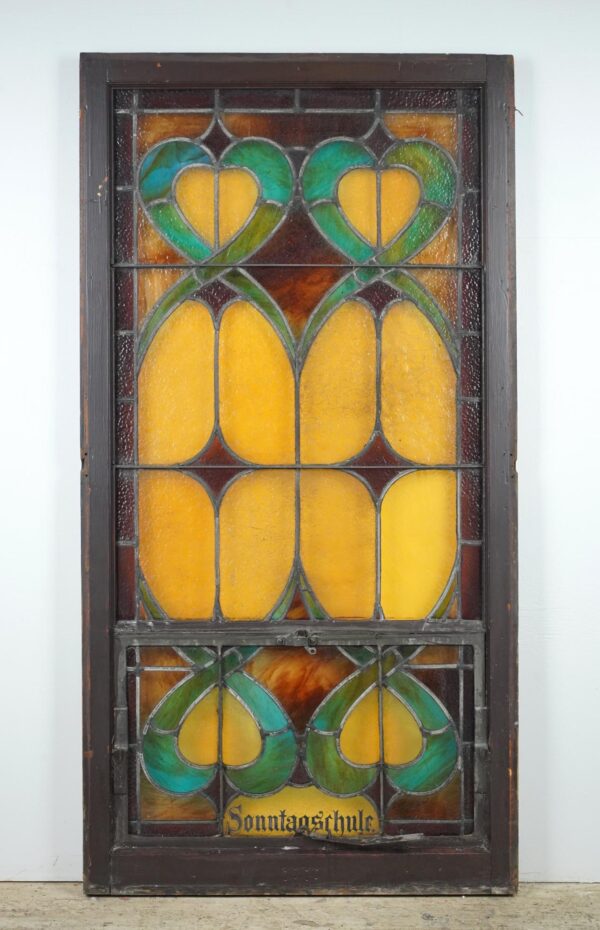 Stained Glass - 1900s Rectangular Leaded Stained Glass Church Window - R289720