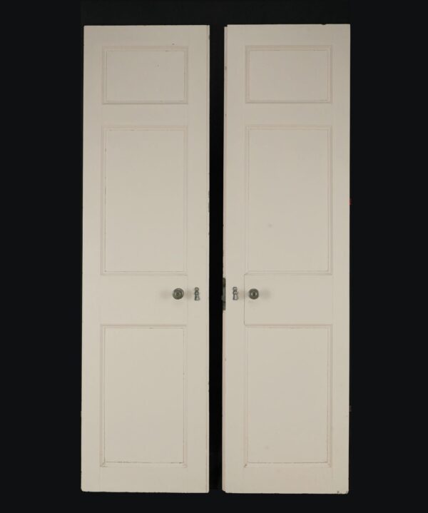 Standard Doors - Vintage Three Panel White Passage Double Doors 76.375 x 41.625 in.
