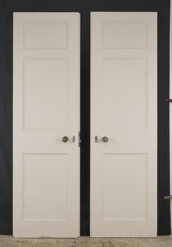 Standard Doors - Vintage Three Panel White Passage Double Doors 78 x 46.625 in.
