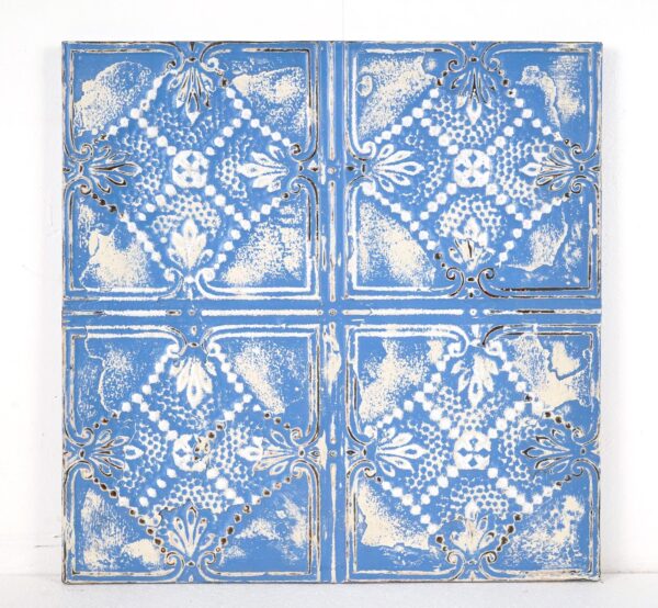Tin Panels - Handcrafted Blue & White Four Quadrant Antique Tin Wall Panel