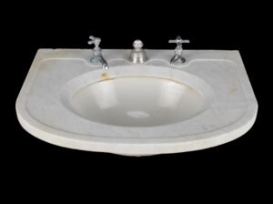 Bathroom - Reclaimed 28 in. W Round Front Marble Countertop Sink