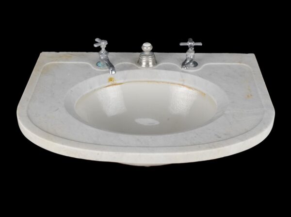 Bathroom - Reclaimed 28 in. W Round Front Marble Countertop Sink
