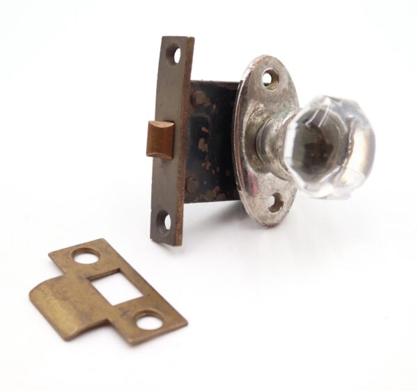 Cabinet & Furniture Knobs - Antique Clear Glass Nickel Brass Mortise Cabinet Knob