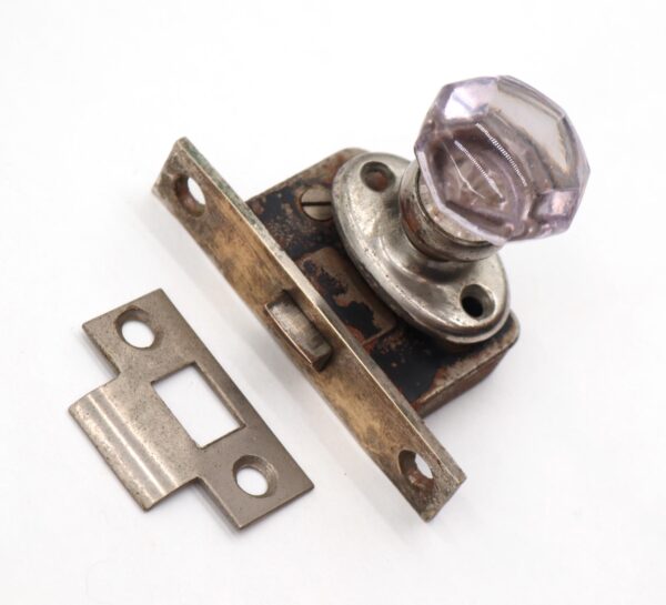 Cabinet & Furniture Knobs - Antique Purple Glass Nickel Brass Mortise Cabinet Knob