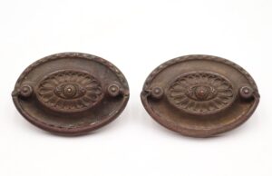 Cabinet & Furniture Pulls - Pair of Vintage 3 in. Steel Hepplewhite Drawer Pulls
