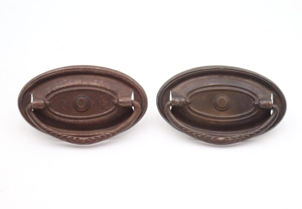 Cabinet & Furniture Pulls - Pair of Vintage 3.125 in. Steel Hepplewhite Drawer Pulls