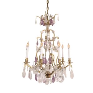 Chandeliers - Louis XVI Amethyst & Clear Crystal Bronze Chandelier