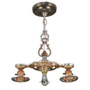 Chandeliers - Restored Victorian Two Exposed Bulb Brass Chandelier