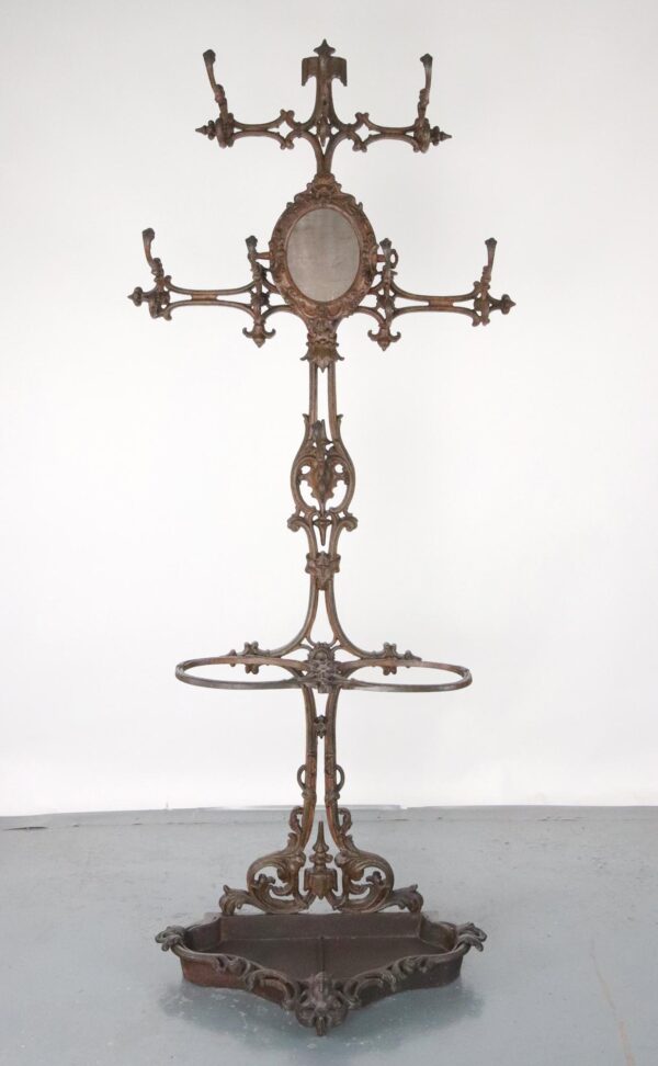 Coat Racks - Antique Freestanding Victorian Cast Iron Ornate Hall Tree