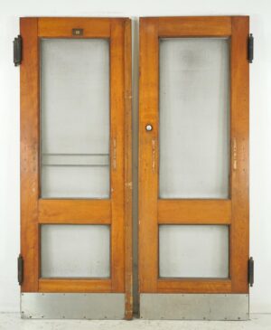 Entry Doors - Vintage Two Panel Wood Screen Double Doors 81.5 x 59.875 in.