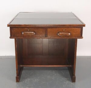 Office Furniture - Early 1900s Black Leather Top Oak Slanted Writing Desk Office Furniture - Early 1900s Black Leather Top Oak Slanted Writing Desk