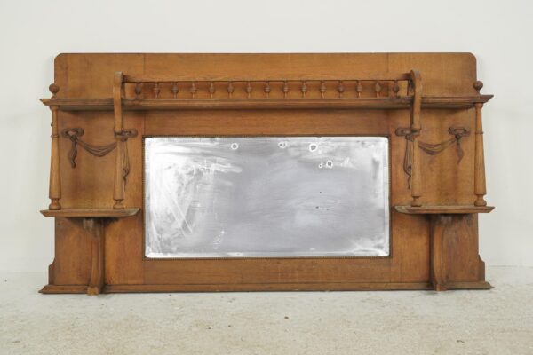 Overmantels & Mirrors - Antique 58.25 in. Wooden Overmantel Mirror Overmantels & Mirrors - Antique 58.25 in. Wooden Overmantel Mirror