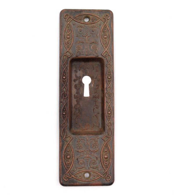 Pocket Door Hardware - Antique 7.375 in. Victorian Steel Recessed Pocket Door Pull