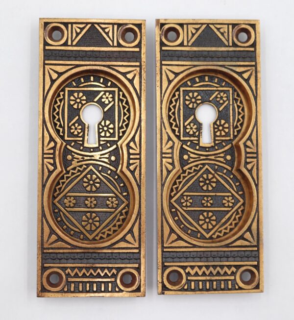 Pocket Door Hardware - Pair of Aesthetic Antique 5.125 in. Brass Pocket Door Pulls