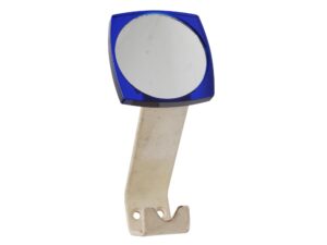 Single Hooks - 1960s Designer White Metal Hooks with Blue Mirrored Top