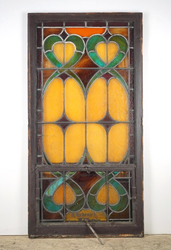 Stained Glass - 1900s Rectangular Leaded Stained Glass Church Window - R289848