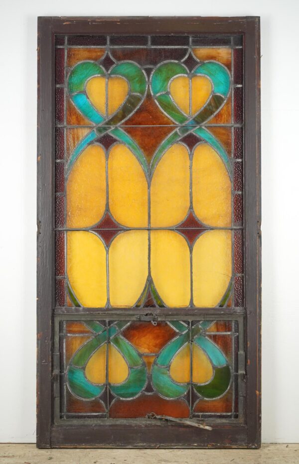 Stained Glass - 1900s Rectangular Leaded Stained Glass Church Window - R289849