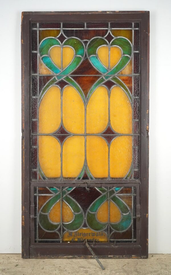 Stained Glass - 1900s Rectangular Leaded Stained Glass Church Window - R289850